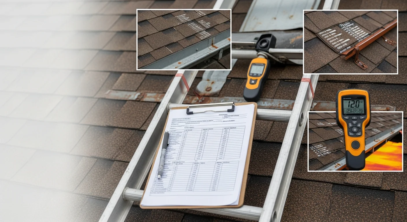A roofing contractor from Alliance Roofing & Construction LLC inspecting a tiled residential roof in Perth, checking ridge capping and flashings for signs of wear and water damage.