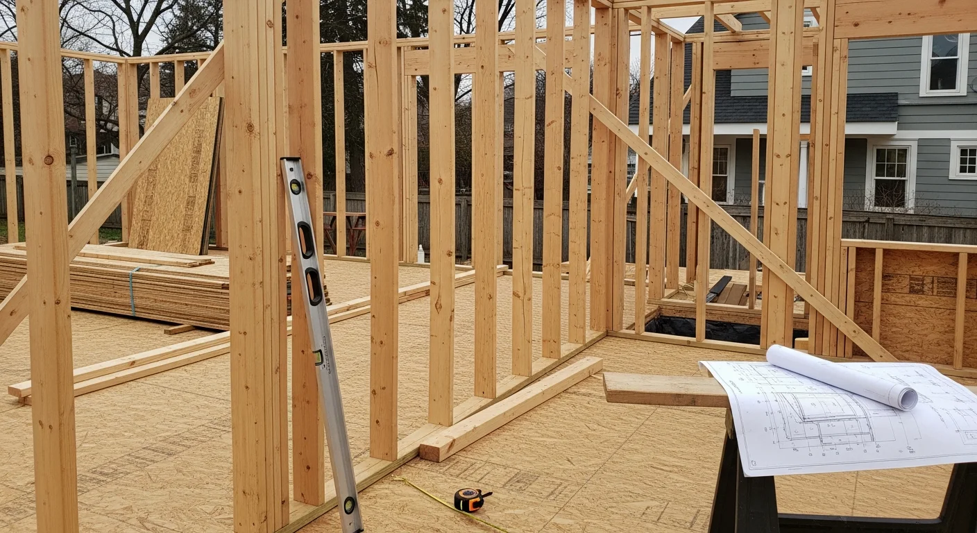 A newly completed single-story room addition attached to a brick residential home in Perth, Western Australia, showing a framed exterior wall and roofline that matches the existing structure. The addition extends from the rear of the home with a finished exterior visible from the backyard.